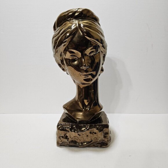 12" Bronze Glazed Ceramic Bust - Great Condition - Picture 1 of 5